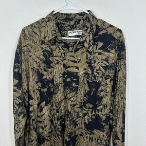 Georg Roth Germany Men's Size Large Long Sleeve Button Up Shirt Abstract Brown